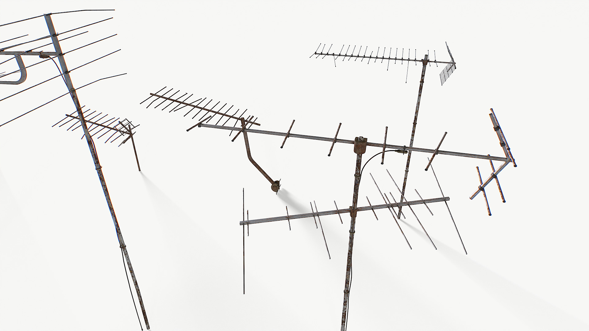 Rusty Old Tv antennas pack 2 Low-poly 3D model_2