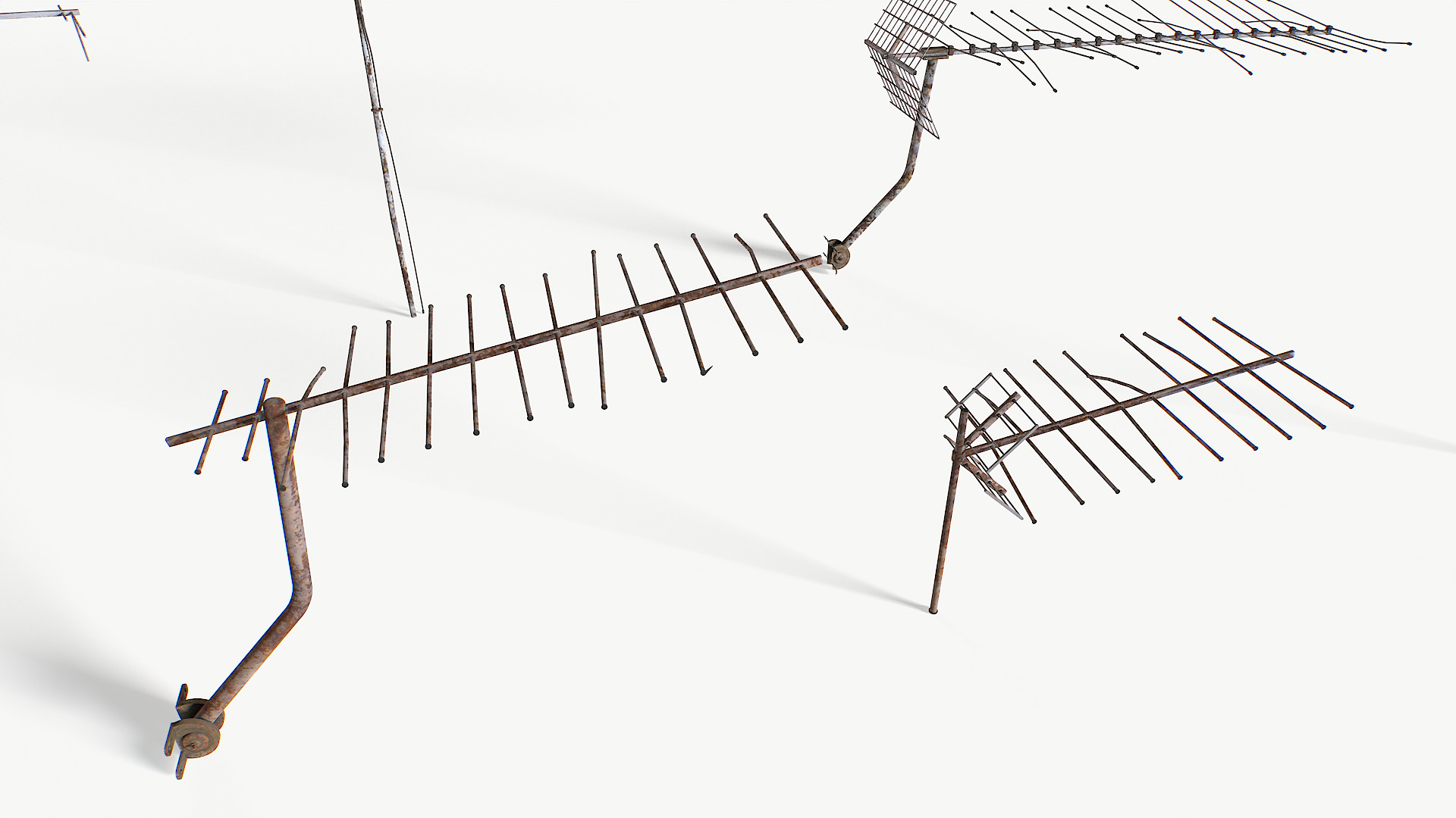 Rusty Old Tv antennas pack 2 Low-poly 3D model_6