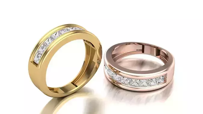 Engagement Ring Half Eternity Band STL 3D Model