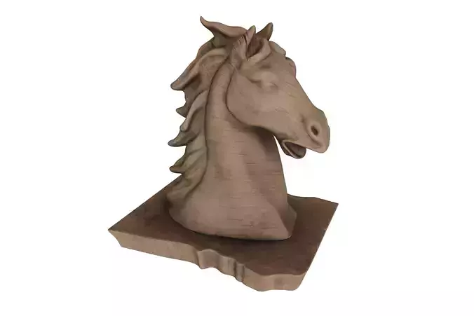 Wooden Horse Head Sculpture