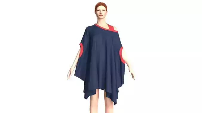 Ladies Blue And Red Cape Tops
