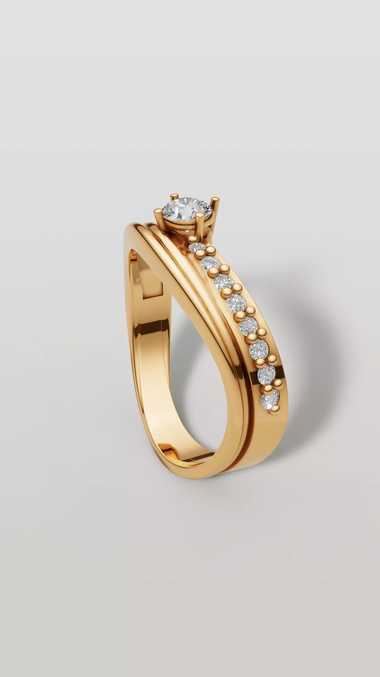 Modern ring with diamonds Free 3D print model
