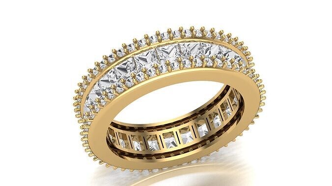 Engagement Ring Full Eternity Band Princess cut 3D print model