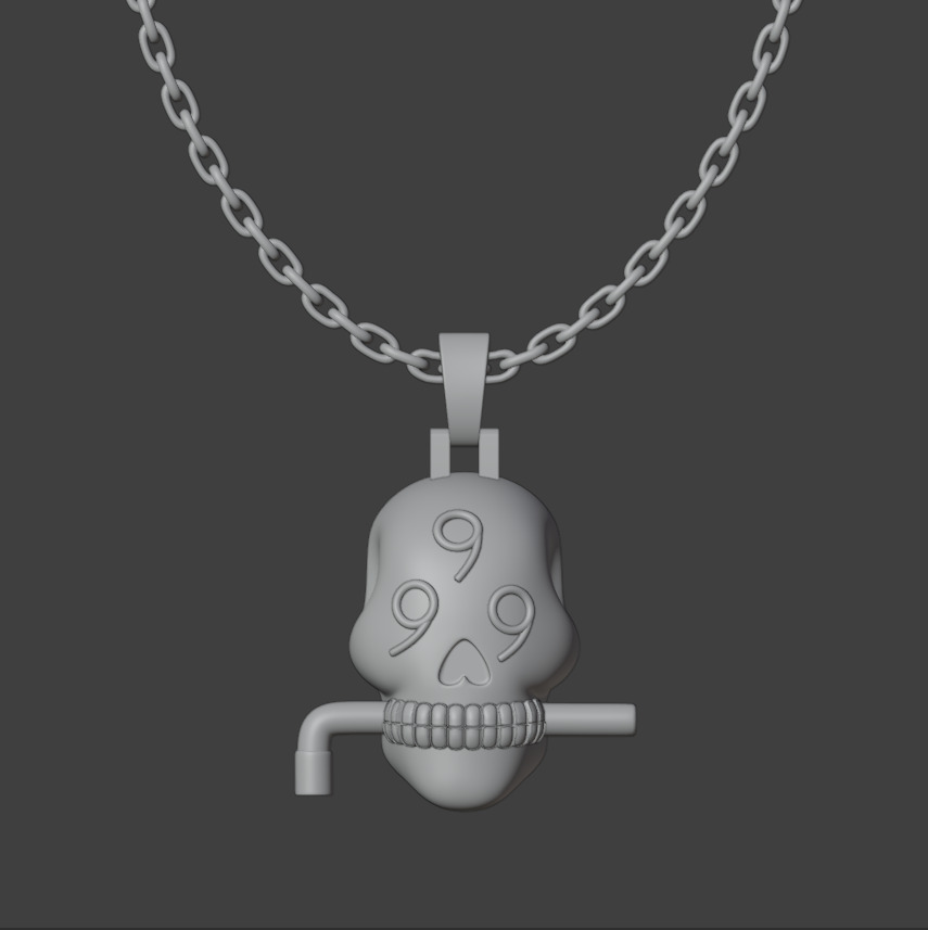 Juice WRLD Diamond 999 Skull Chain 3D model_2