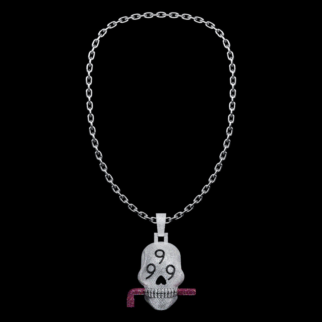 Juice WRLD Diamond 999 Skull Chain 3D model_1