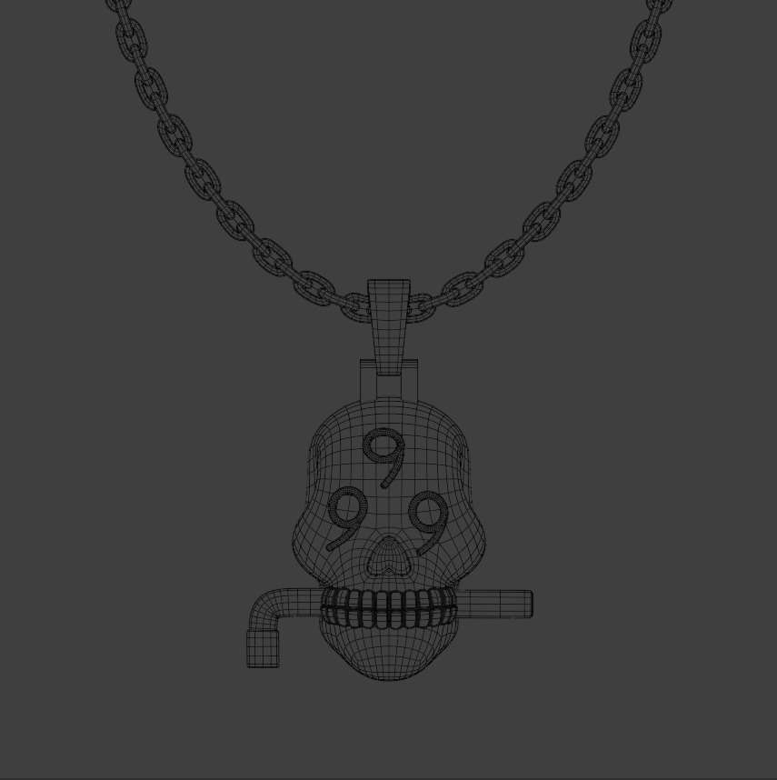 Juice WRLD Diamond 999 Skull Chain 3D model_3