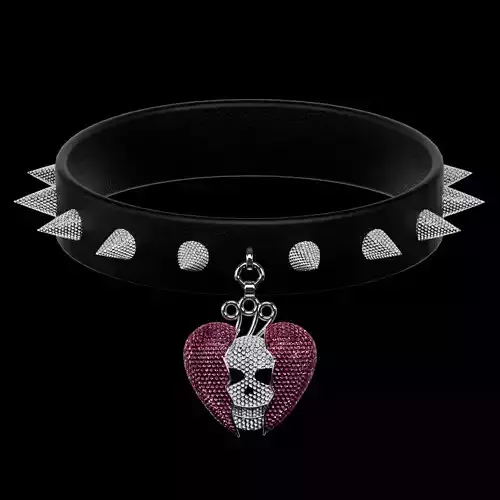 Juice WRLD Diamond Spiked Skull Choker