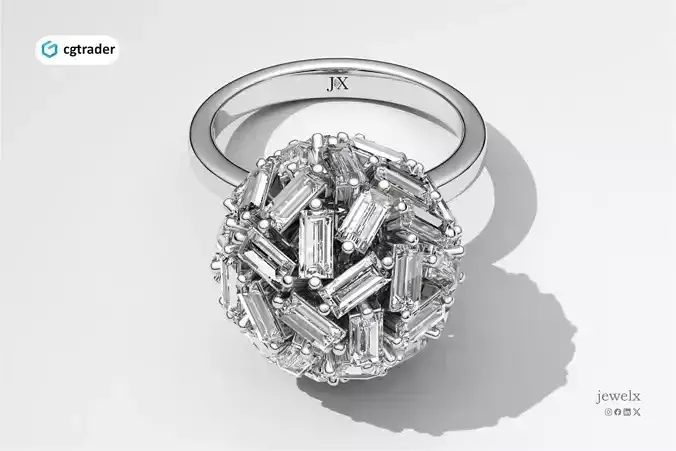 BAGUETTE DIAMOND SPHERE RING - AW4758