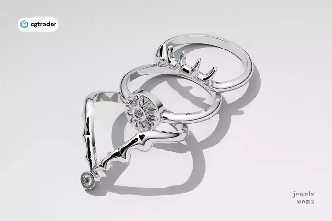 SET OF THREE RING NIGHT BLOSSOM - AW4253