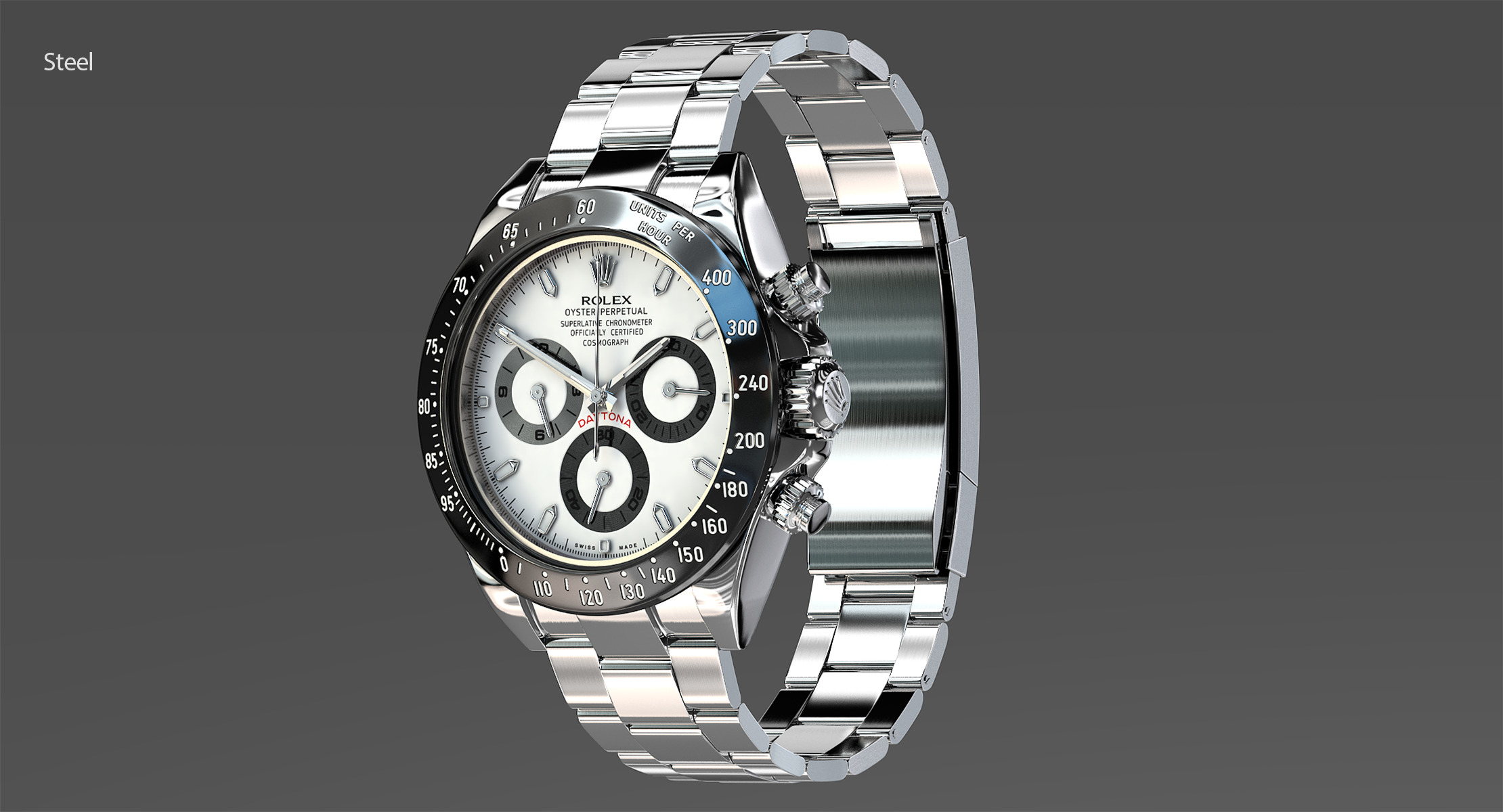 Rolex Oyster Perpetual Cosmograph Daytona model Low-poly 3D model_3