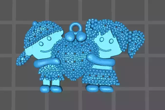 pingente casal menina e menino com coracao e pedras