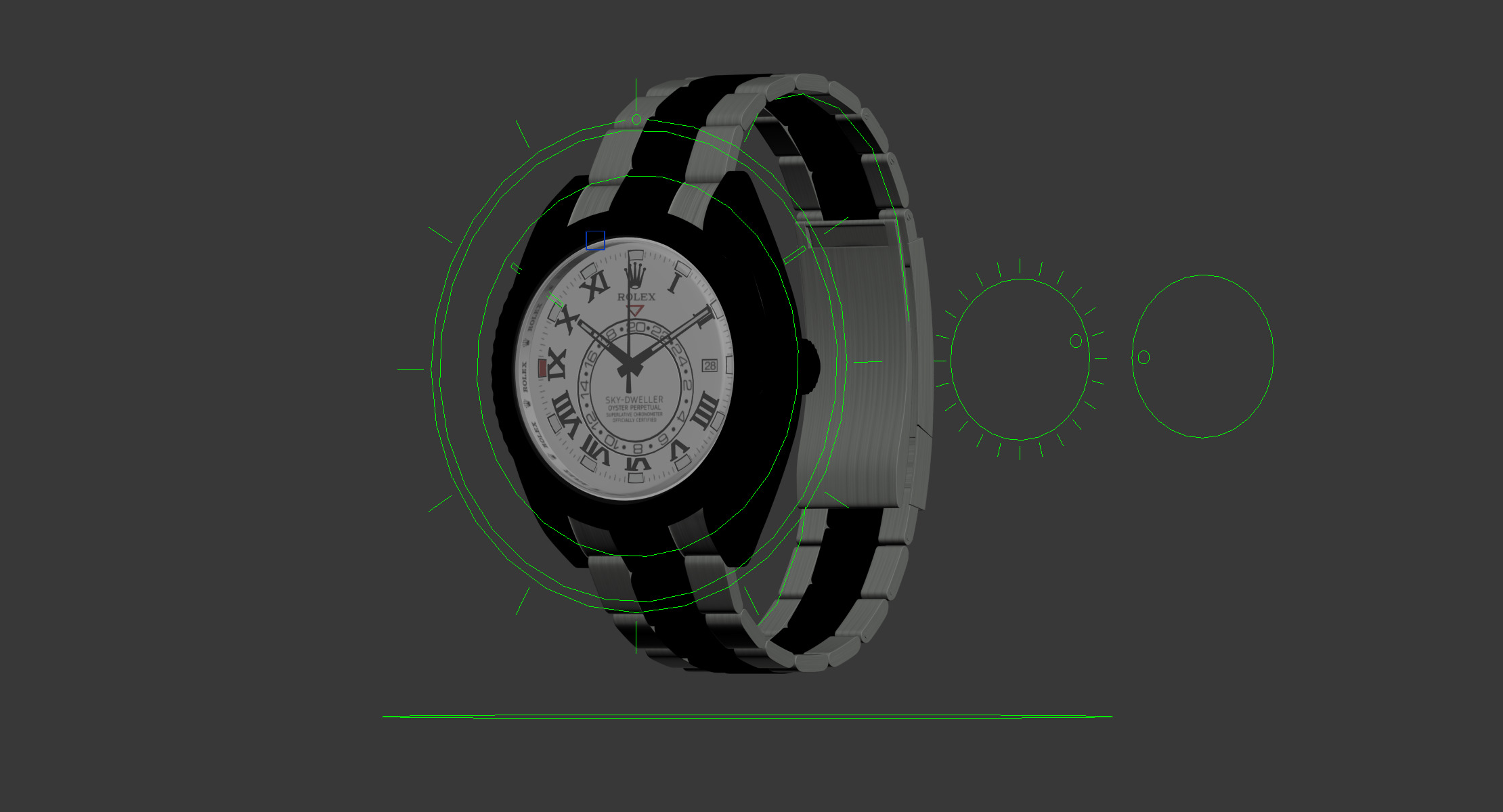 Rolex Oyster Perpetual Sky-Dweller Low-poly 3D model_34