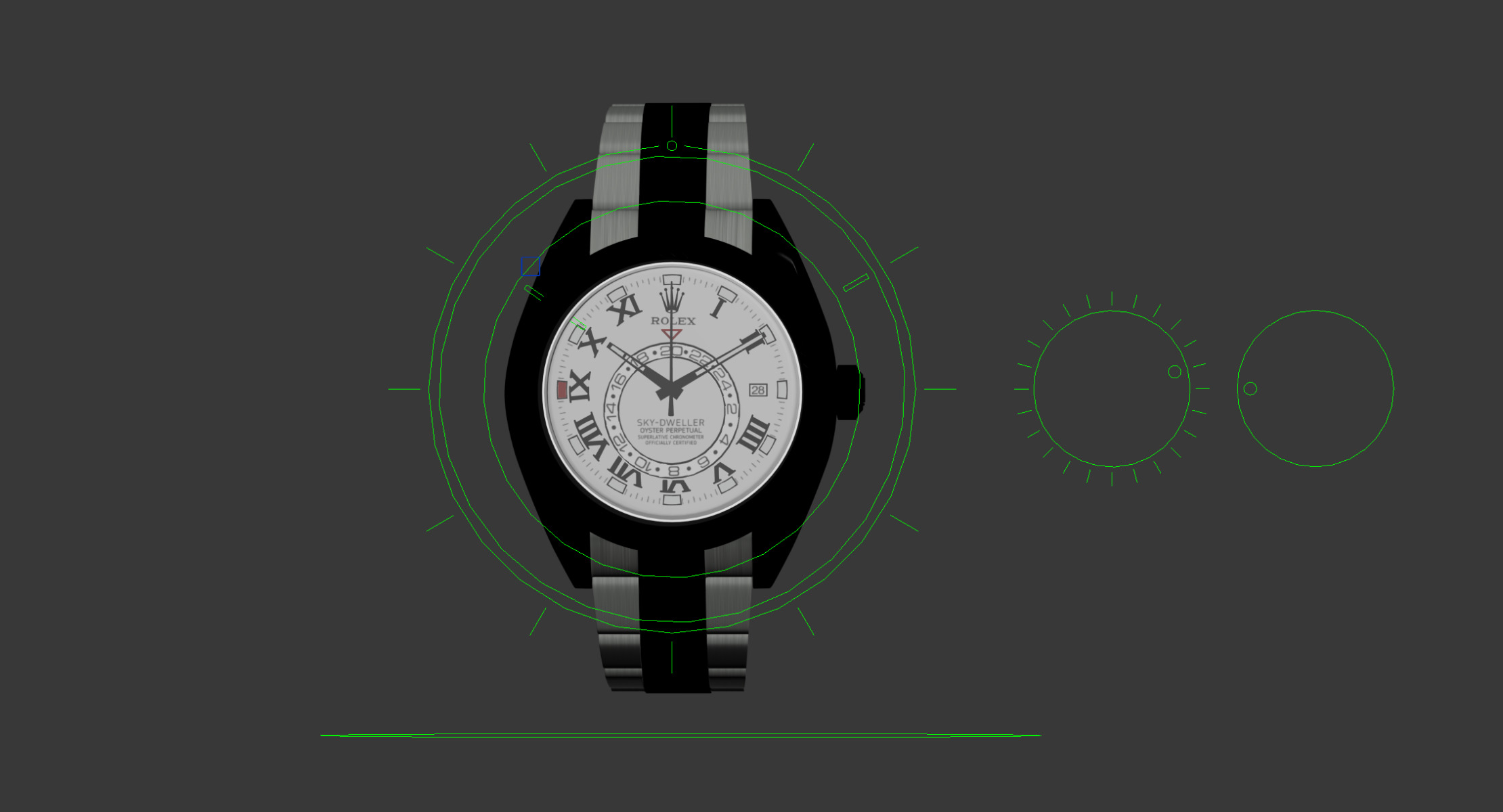 Rolex Oyster Perpetual Sky-Dweller Low-poly 3D model_33