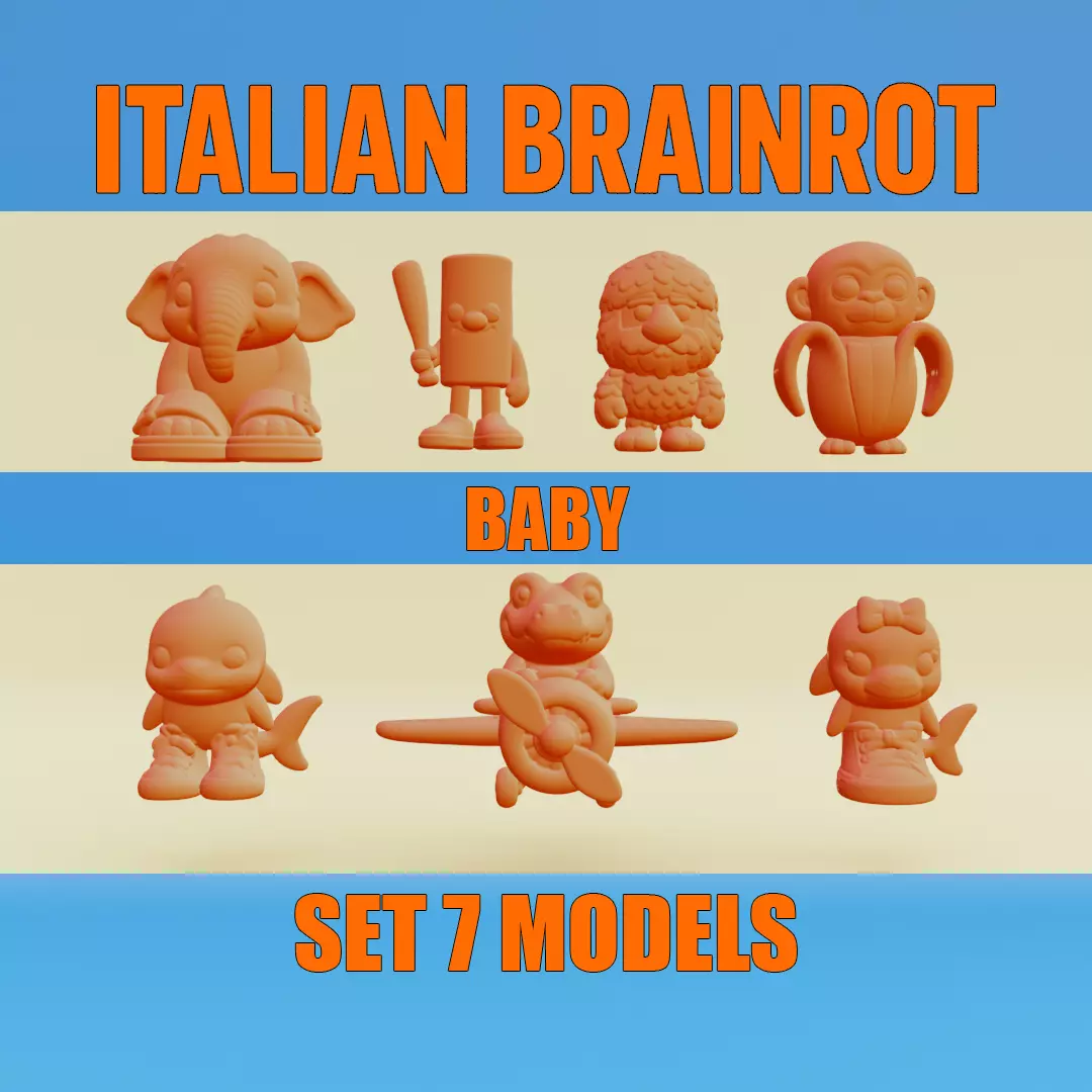 Baby Italian brainrot Characters Printable 3D Model Collection_0