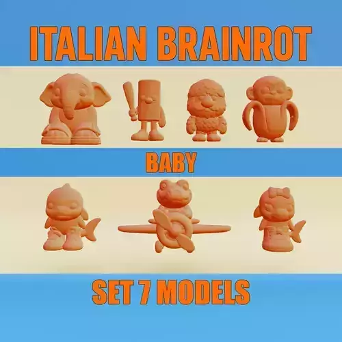 Baby Italian brainrot Characters Printable 3D Model Collection