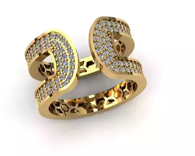 Wave Cut Pave Diamond Ring