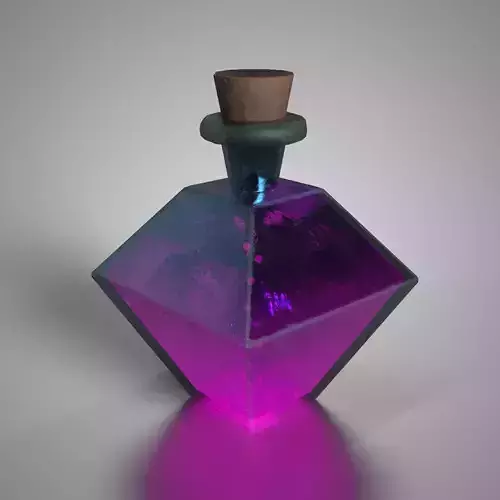 Fantasy Love Charm Potion Pink Diamond Glass Bottle Low-poly 3D model