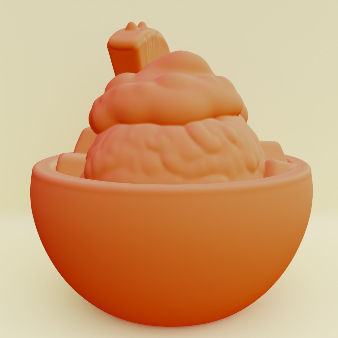 Tropical Dessert Bowl Ice Cream Coconut Shell Printable 3D print model_16