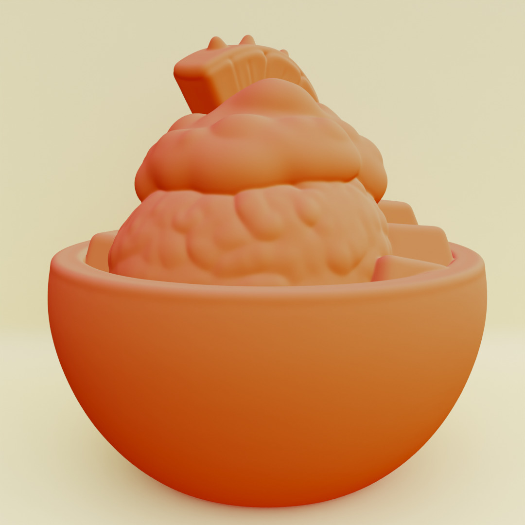 Tropical Dessert Bowl Ice Cream Coconut Shell Printable 3D print model_17