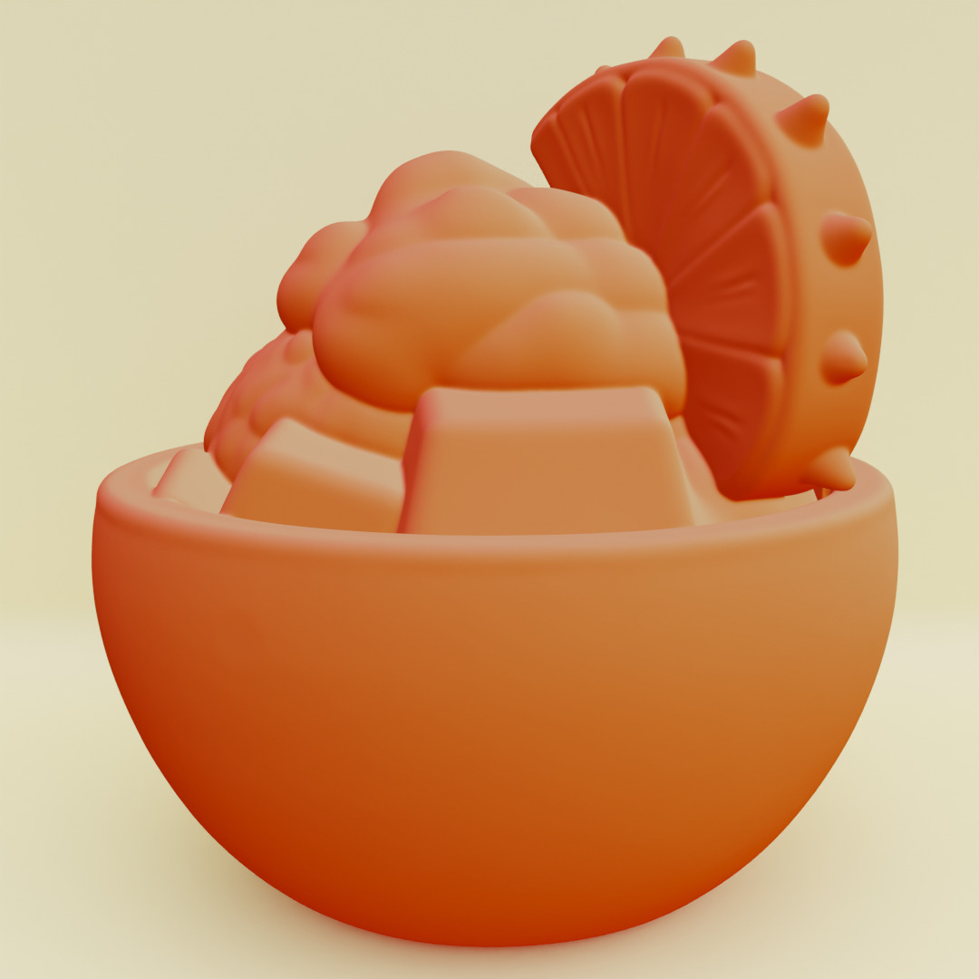 Tropical Dessert Bowl Ice Cream Coconut Shell Printable 3D print model_3