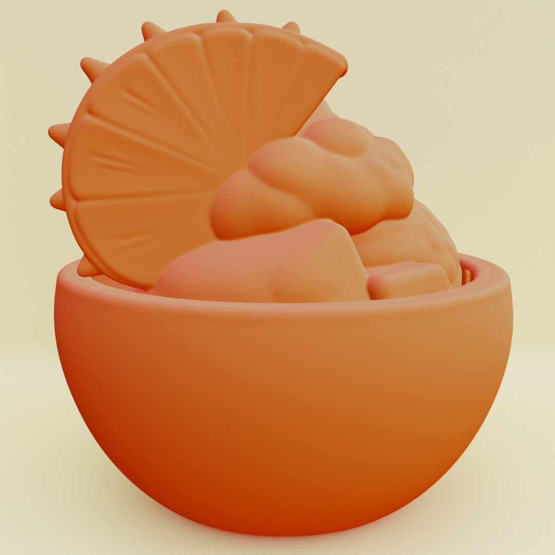 Tropical Dessert Bowl Ice Cream Coconut Shell Printable 3D print model_10
