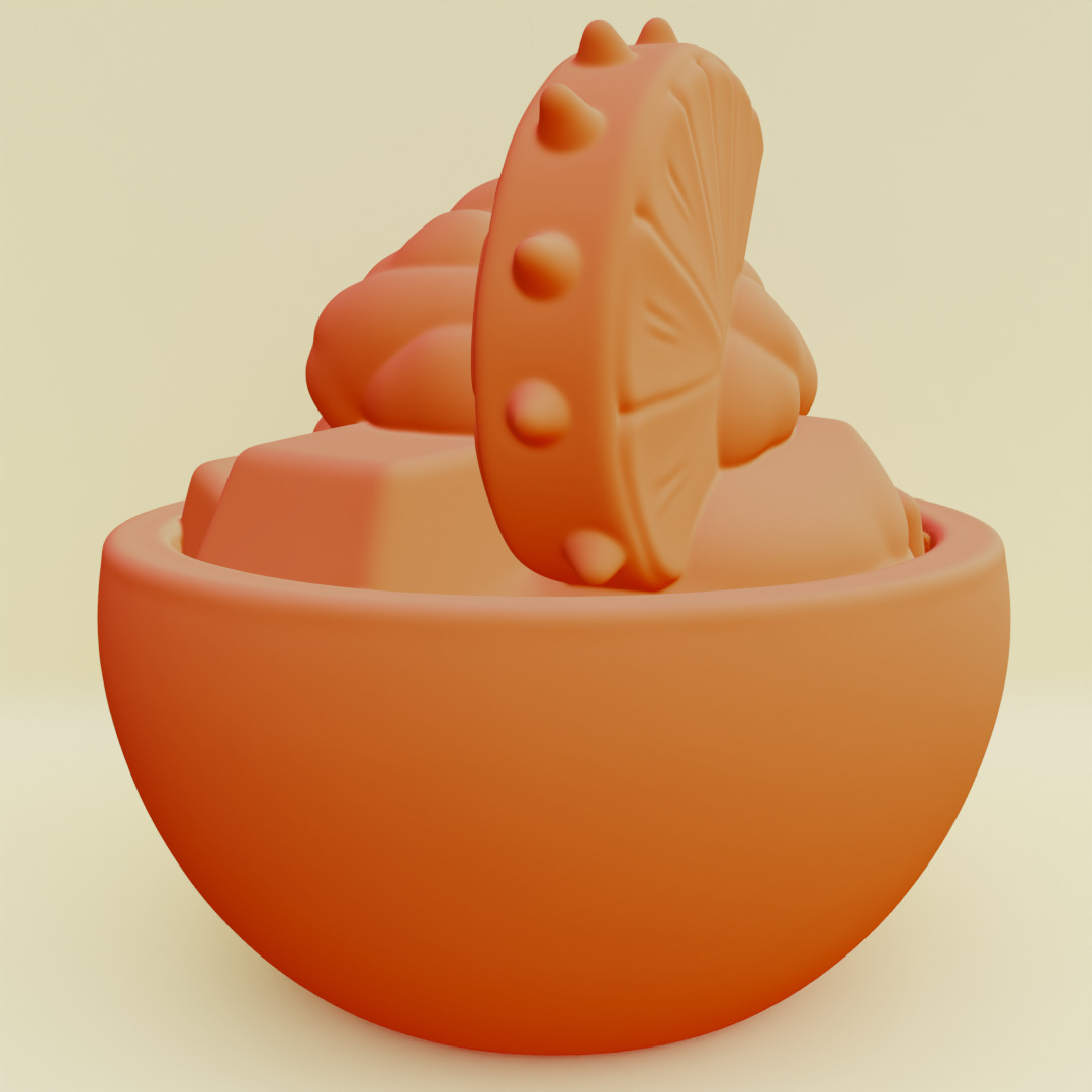 Tropical Dessert Bowl Ice Cream Coconut Shell Printable 3D print model_6