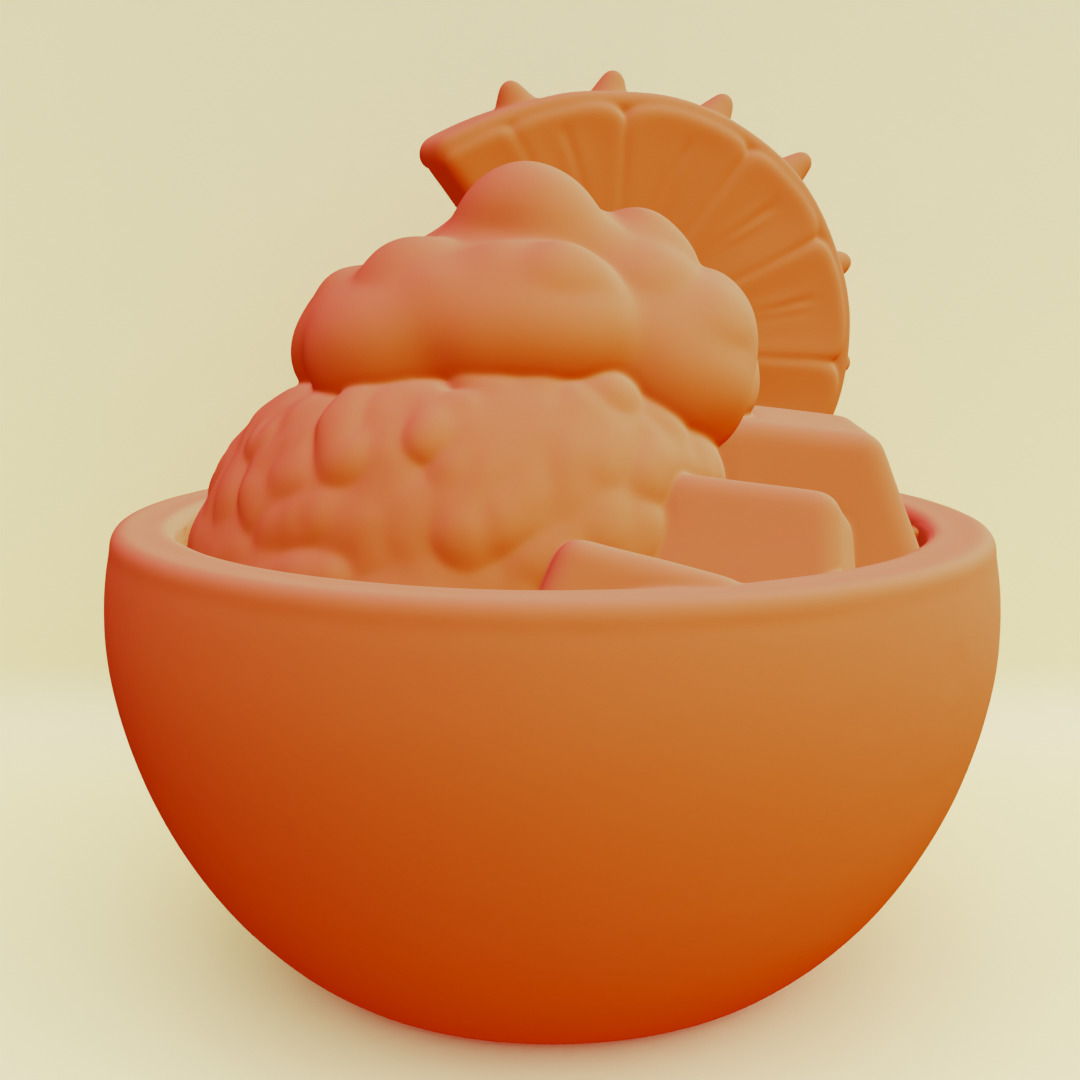 Tropical Dessert Bowl Ice Cream Coconut Shell Printable 3D print model_19