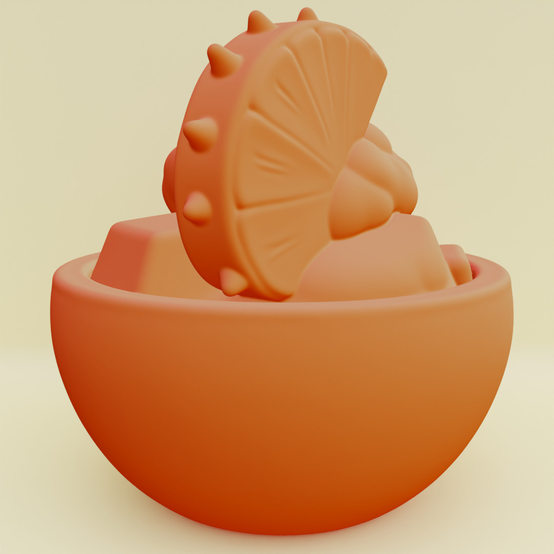 Tropical Dessert Bowl Ice Cream Coconut Shell Printable 3D print model_7