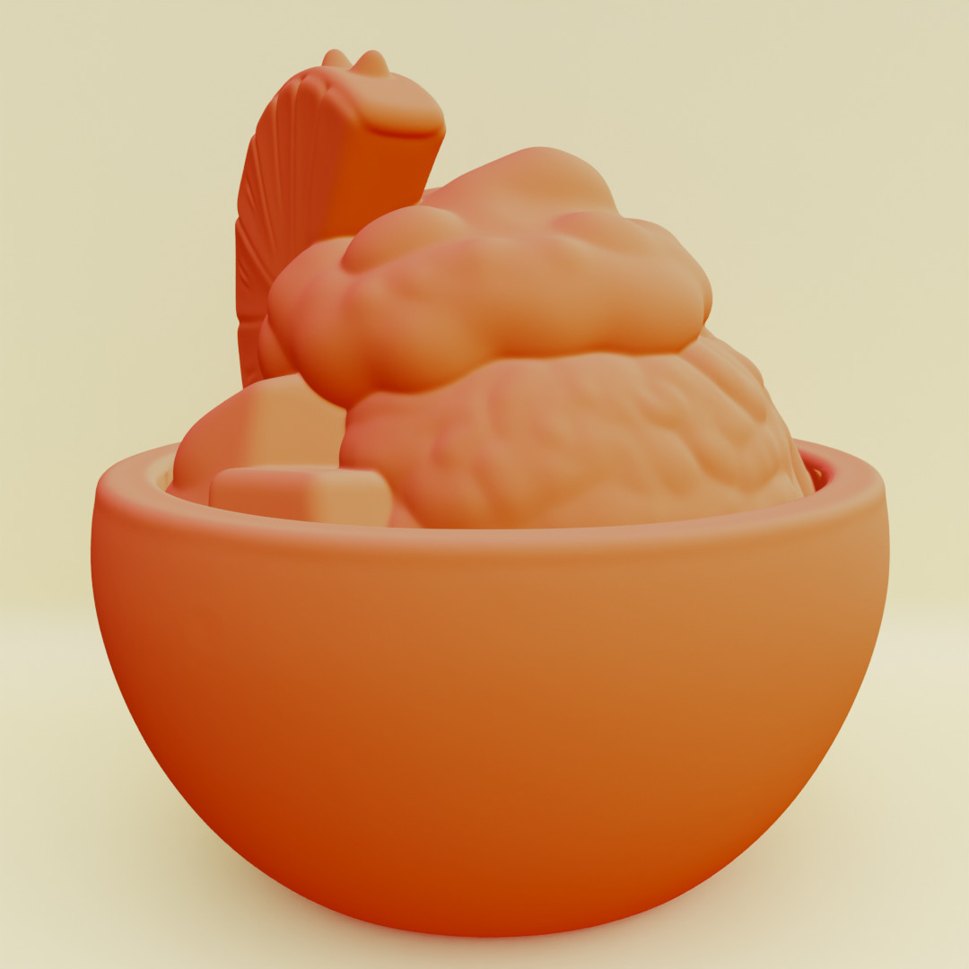 Tropical Dessert Bowl Ice Cream Coconut Shell Printable 3D print model_14