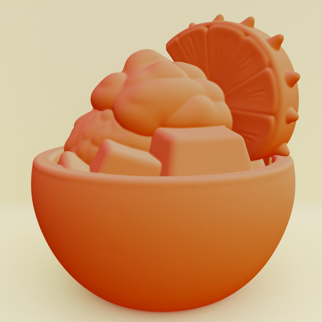 Tropical Dessert Bowl Ice Cream Coconut Shell Printable 3D print model_2