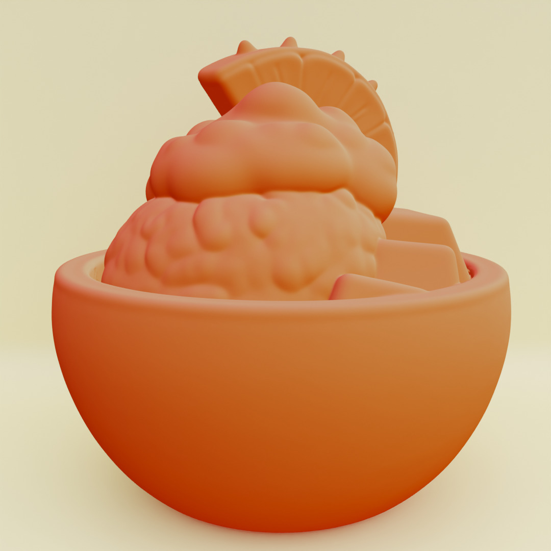 Tropical Dessert Bowl Ice Cream Coconut Shell Printable 3D print model_18