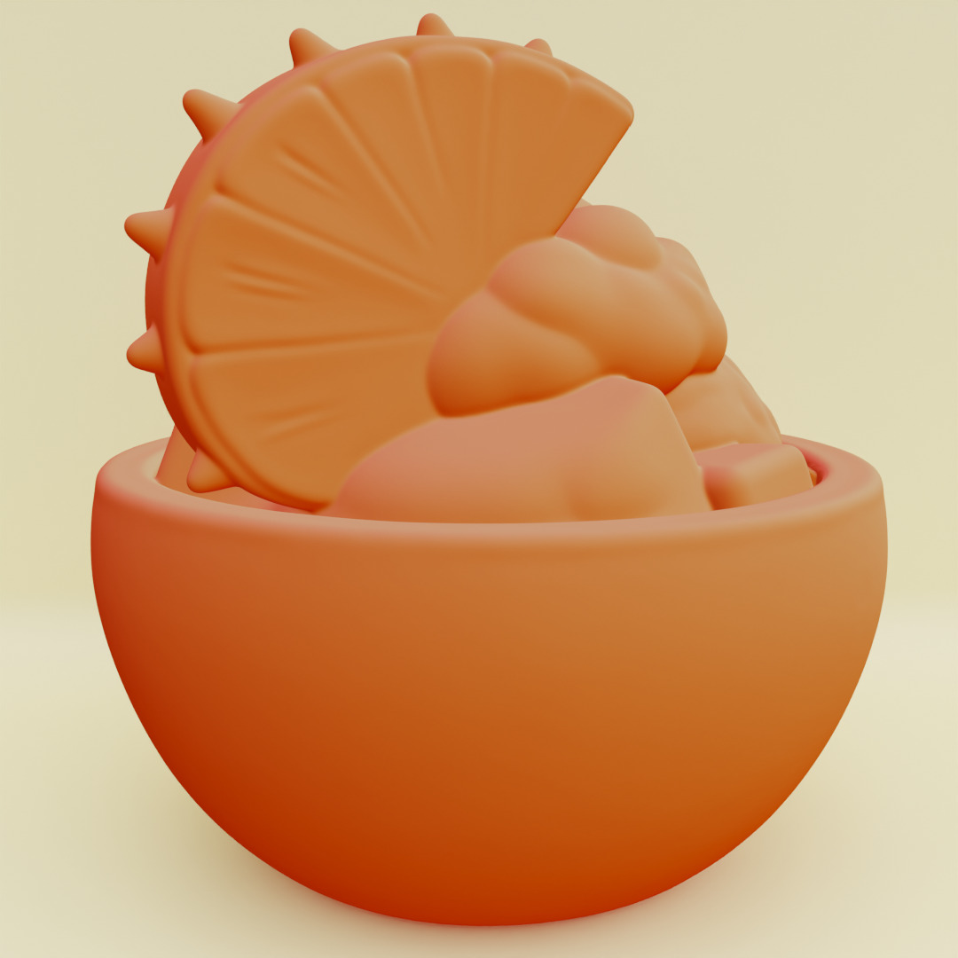 Tropical Dessert Bowl Ice Cream Coconut Shell Printable 3D print model_9