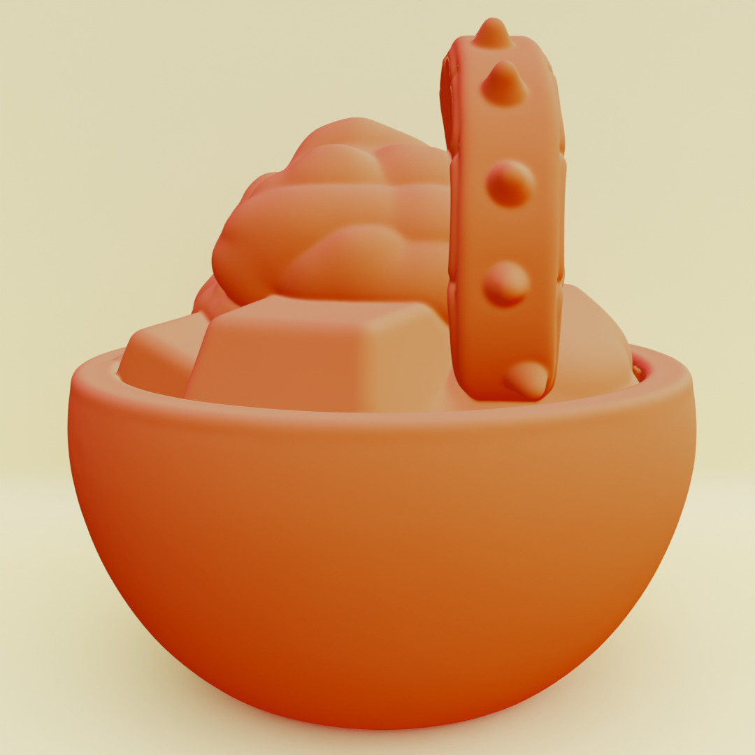 Tropical Dessert Bowl Ice Cream Coconut Shell Printable 3D print model_5