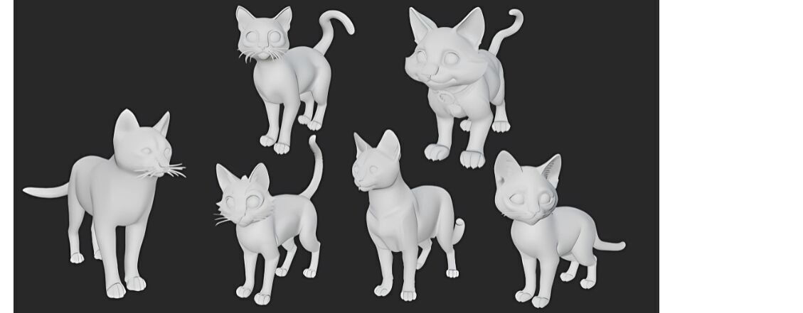 Stylized Cat Pack Set of 6 Cute Printable Cat 3D print model_3