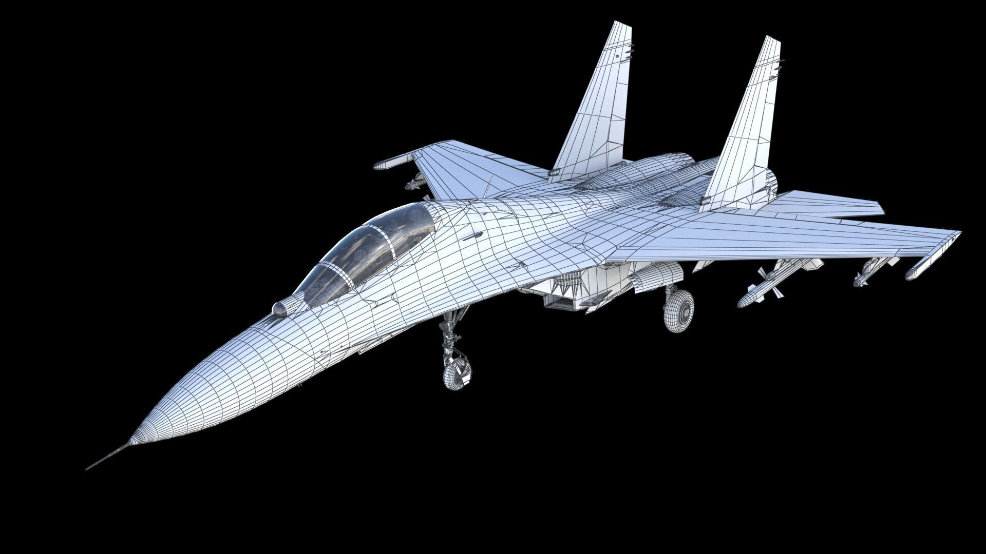Su-27UB Flanker C 3D model_22
