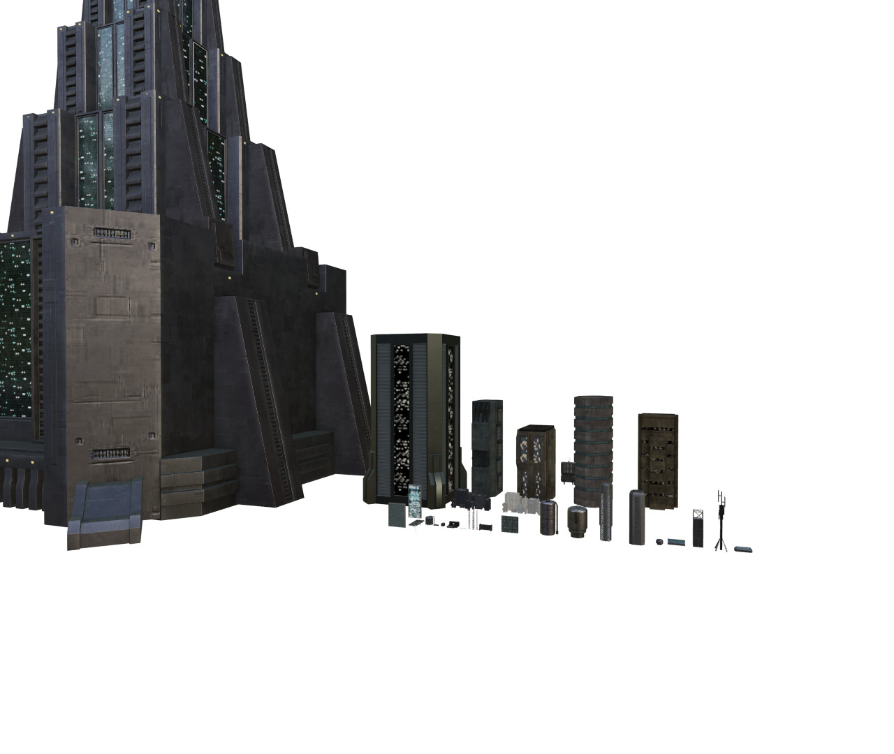 Sci-Fi Buildings Asset Pack High-Quality Modular Kit 3D model_4