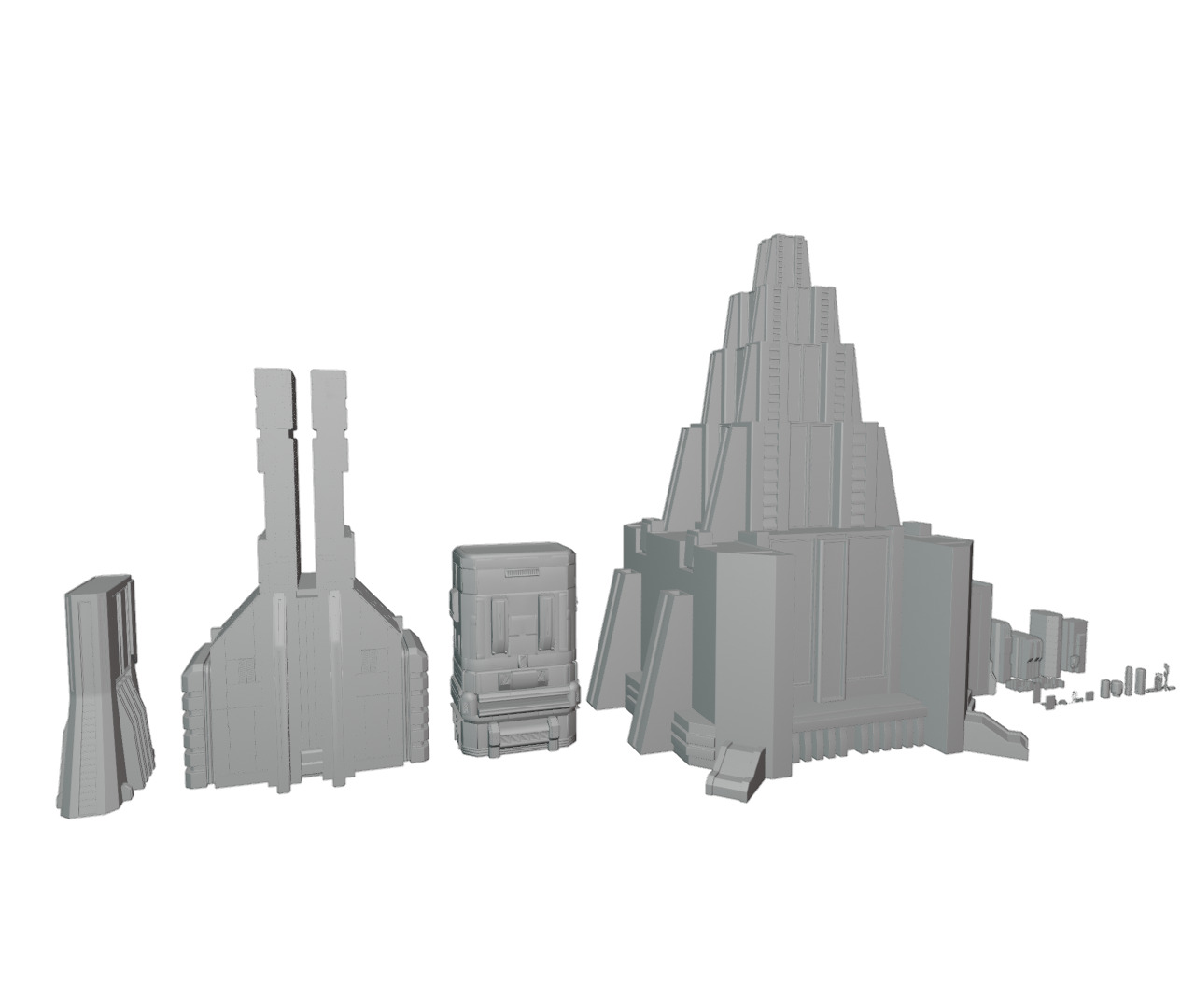Sci-Fi Buildings Asset Pack High-Quality Modular Kit 3D model_5