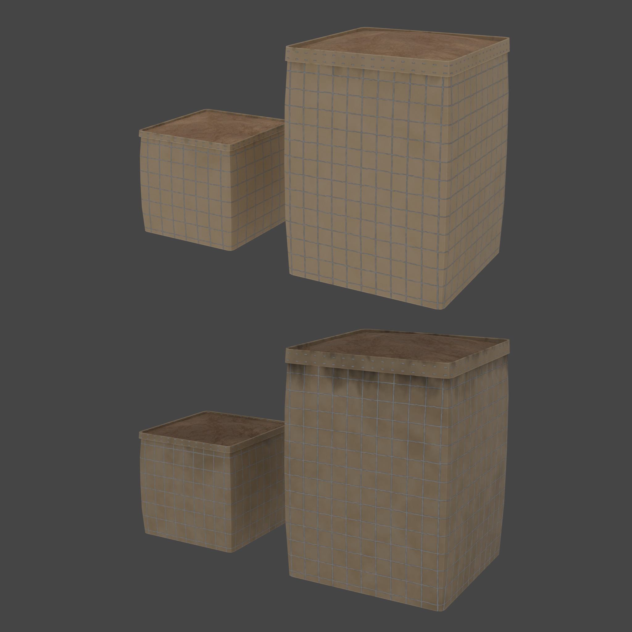 Hesco Barrier Low-poly 3D model_2