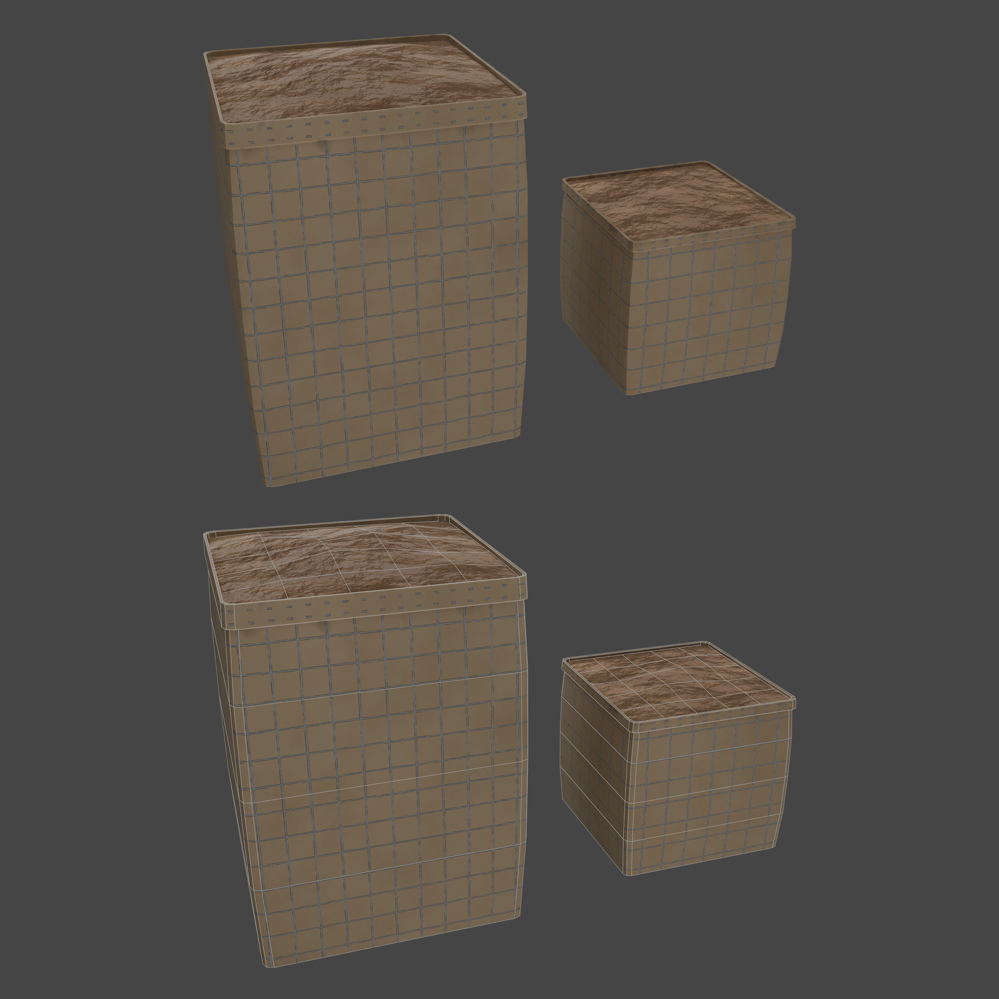 Hesco Barrier Low-poly 3D model_4