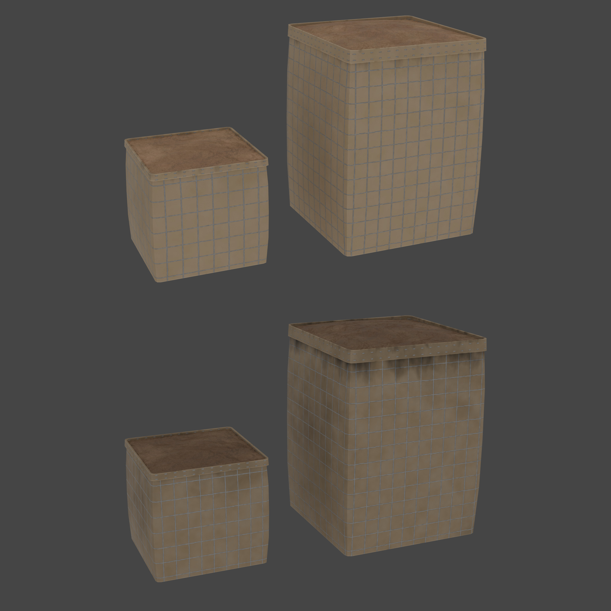 Hesco Barrier Low-poly 3D model_3