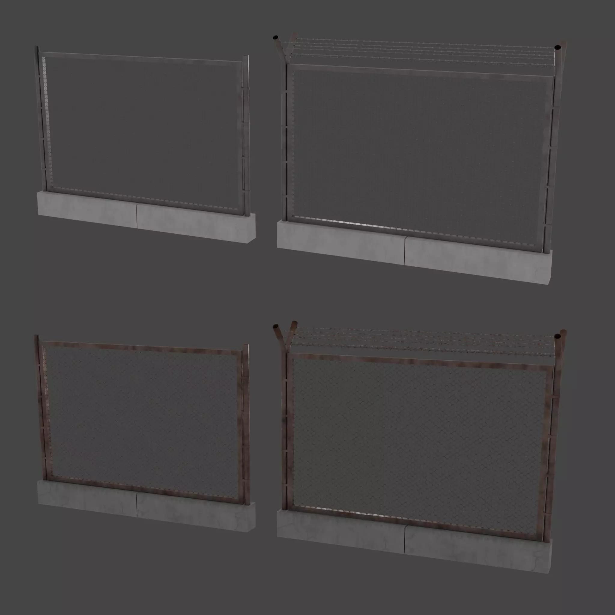 Barbed Wire Fence Low-poly 3D model_0