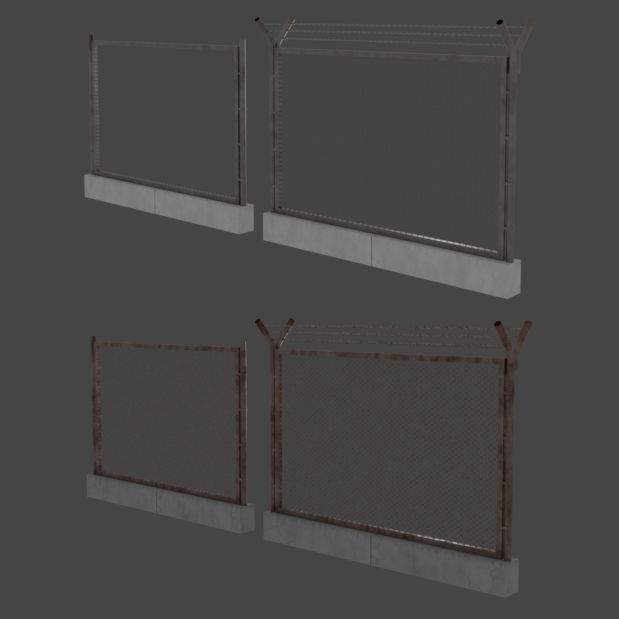 Barbed Wire Fence Low-poly 3D model_1