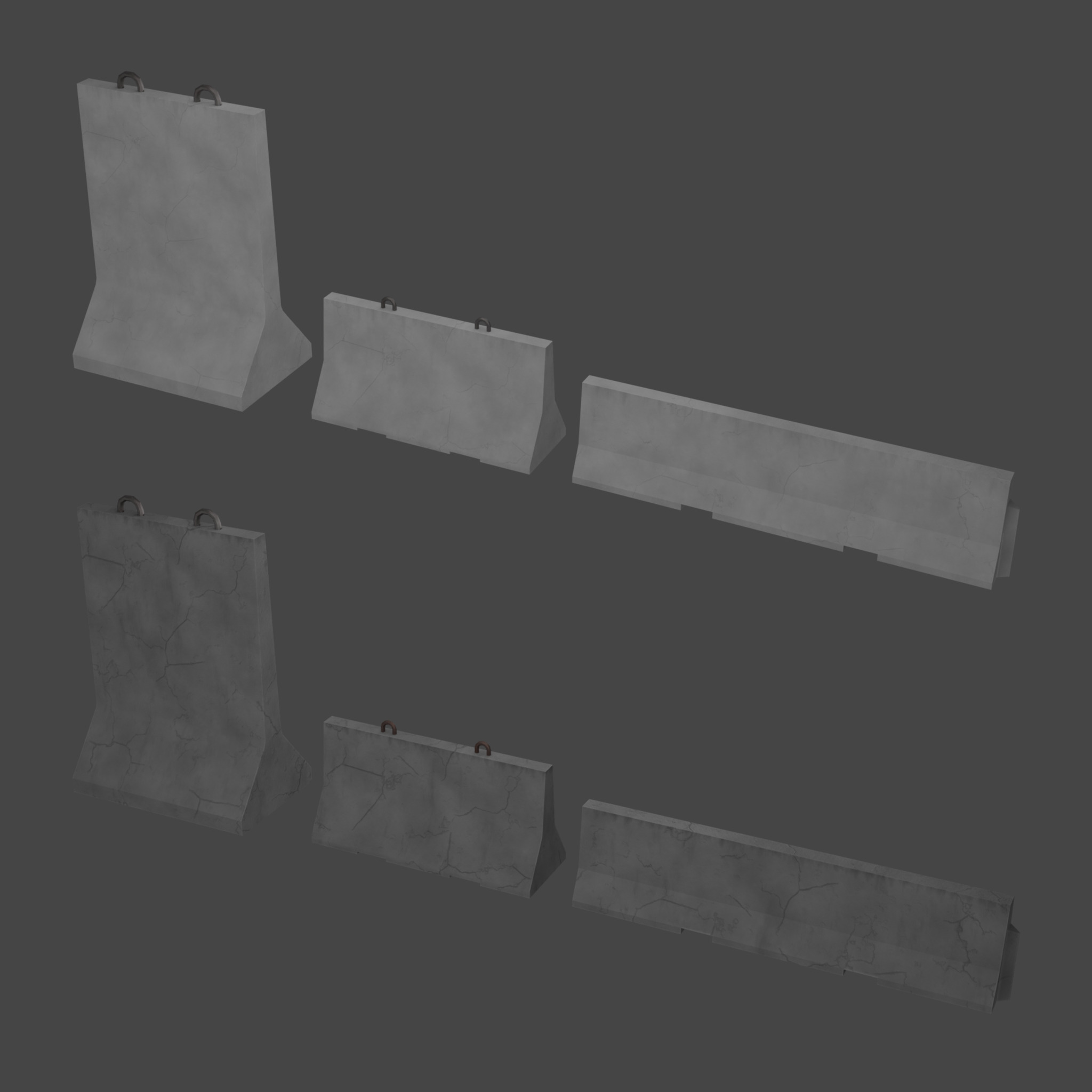 Concrete Barrier Low-poly 3D model_1