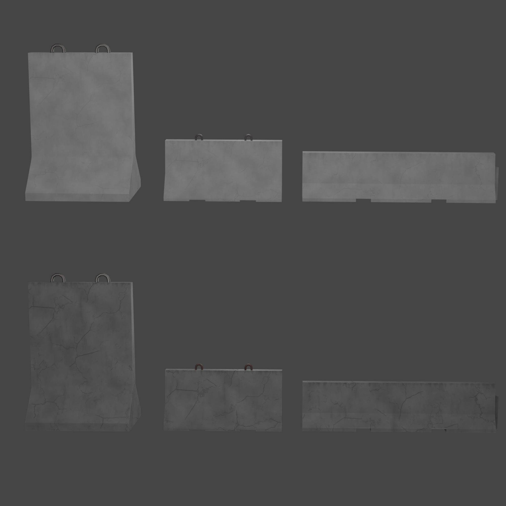 Concrete Barrier Low-poly 3D model_3