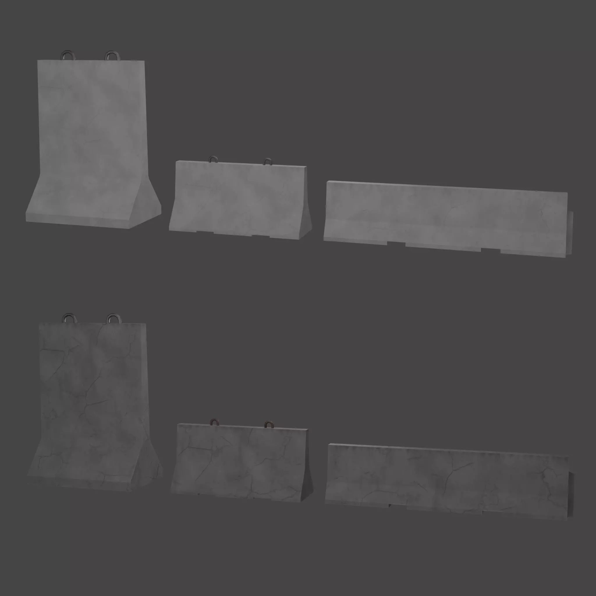 Concrete Barrier Low-poly 3D model_0