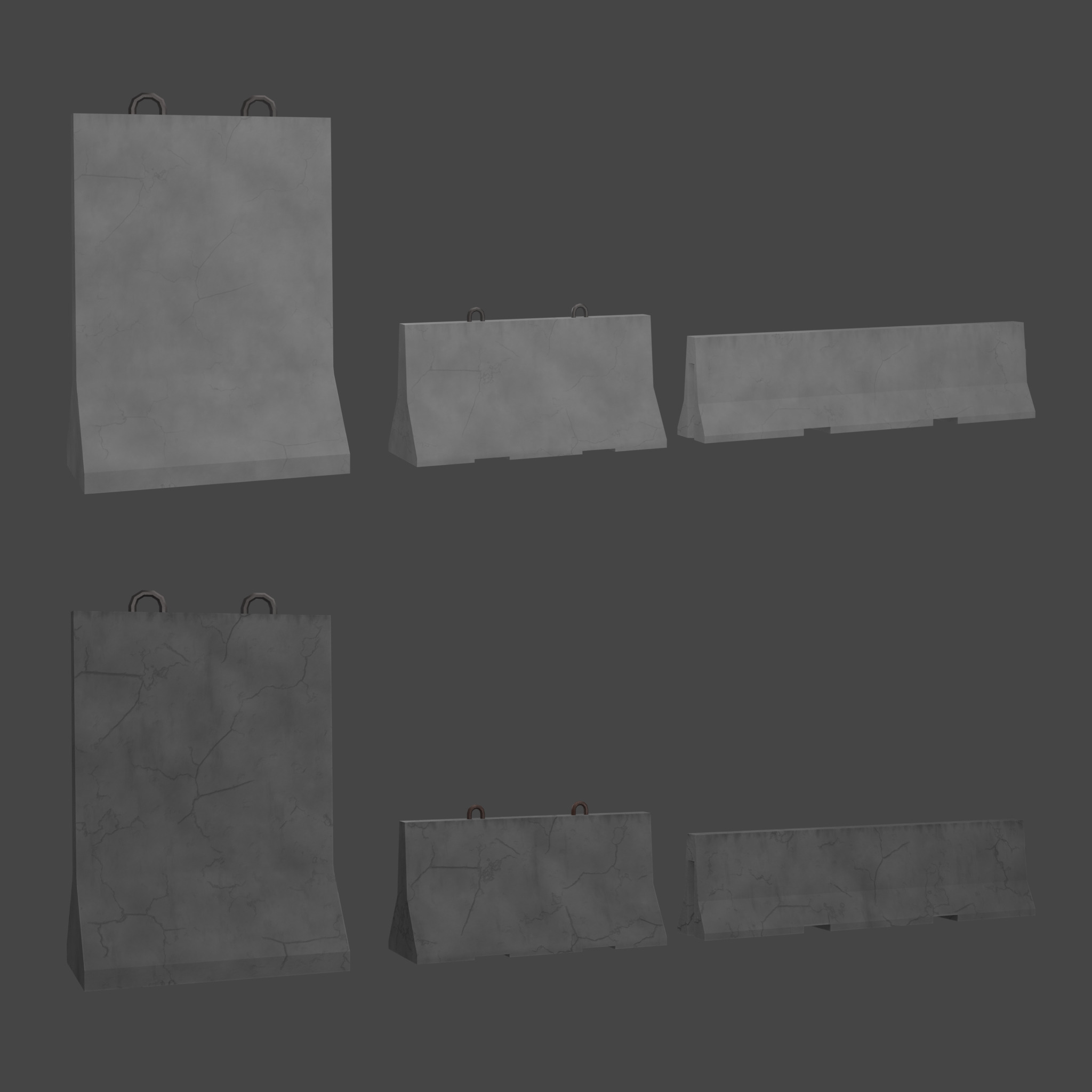 Concrete Barrier Low-poly 3D model_2