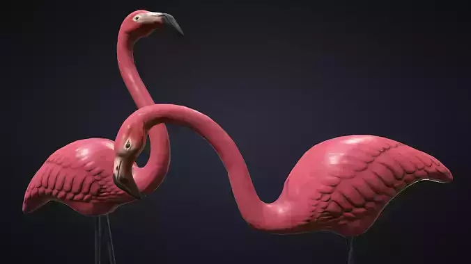 Statue flamingo lawn decoration Game ready