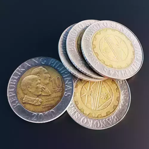 Philippines  Peso coin  Low-poly 3D model