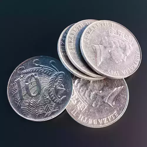  Australian 10 cent coin Low-poly 3D model
