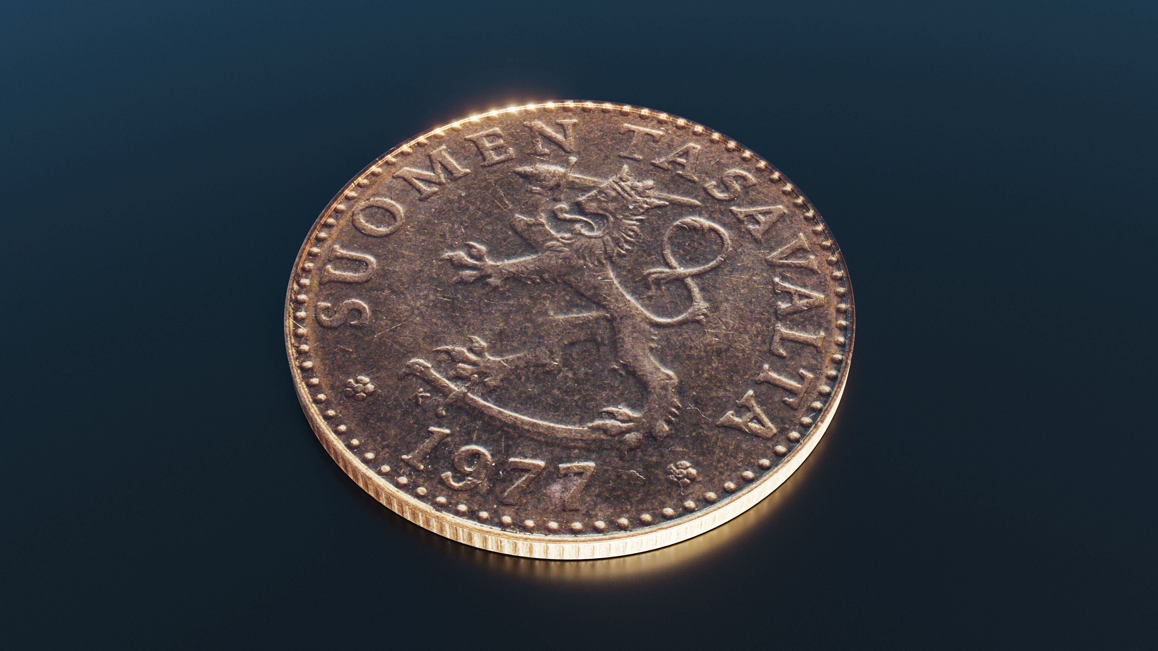 Finland 20 penni coin Low-poly 3D model_4